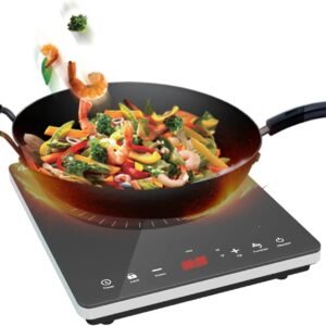 portable induction cooktop, 1800w electric hot plate, 9 power levels, countertop burner induction with lcd sensor touch timer safety lock, single electric burner stove easy to clean black