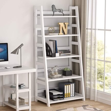 5 tier ladder bookshelf bookcase, 5 shelf ladder shelves for living room home office 5 tier ladder bookshelf bookcase, 5 shelf ladder shelves for living room home office