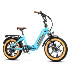 addmotor electric bike for adults, 750w folding electric bike, 20” step thru strong frame fat tire m 160 electric bicycle 100 mi long range foldable ebike w/torque sensor & hydraulic brakes,sky blue