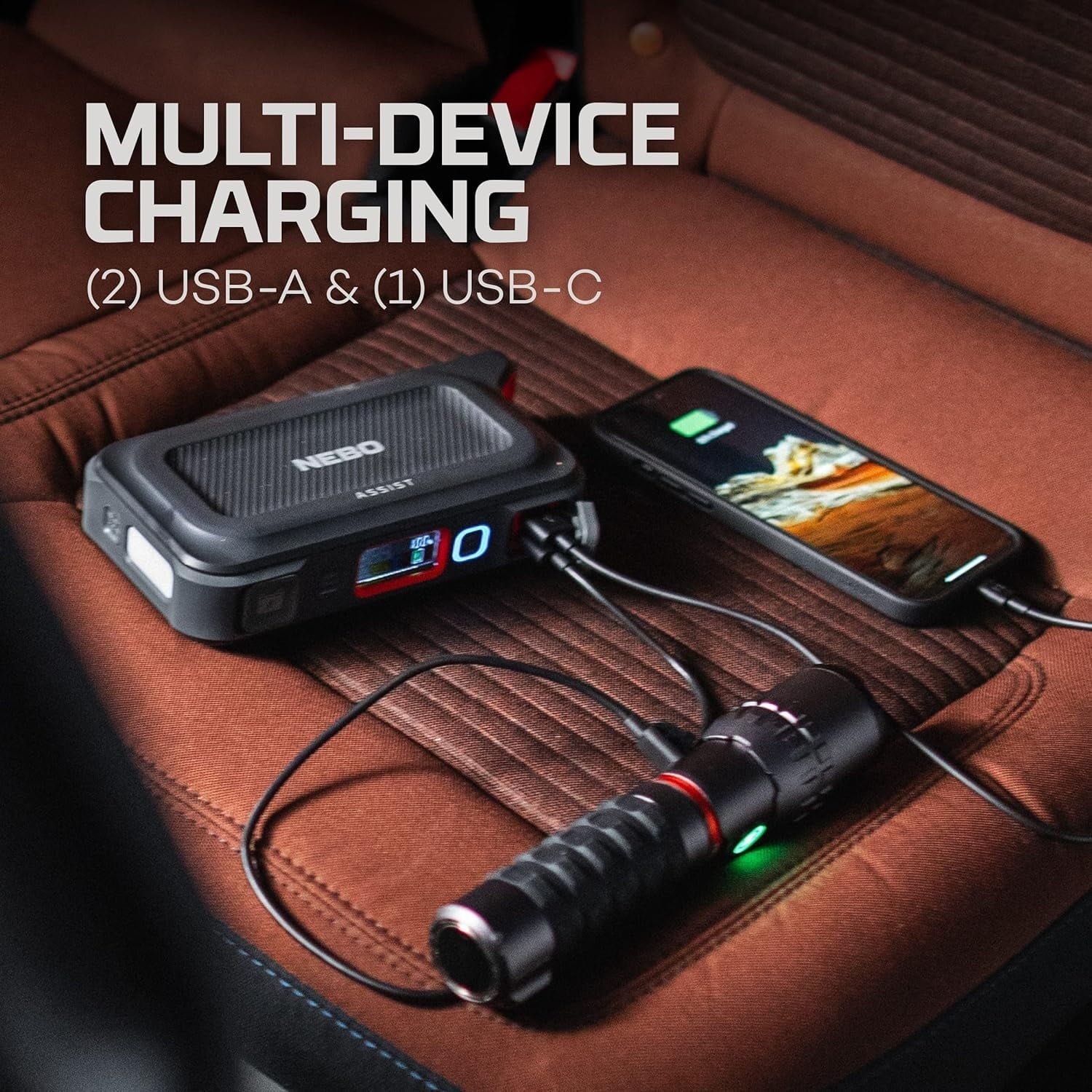 nebo 3 in 1 assist jump starter, power bank, and floodlight, portable emergency kit car jump starter, and 200 lumen floodlight keep you prepared and safe for emergency roadside situations nebo 3 in 1 assist jump starter, power bank, and floodlight, portable emergency kit car jump starter, and 200 lumen floodlight keep you prepared and safe for emergency roadside situations