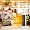 caynel oscillating tower ceramic heaters for home, electric space heater with thermostat 12 hour timer, 1500w, white caynel oscillating tower ceramic heaters for home, electric space heater with thermostat 12 hour timer, 1500w, white
