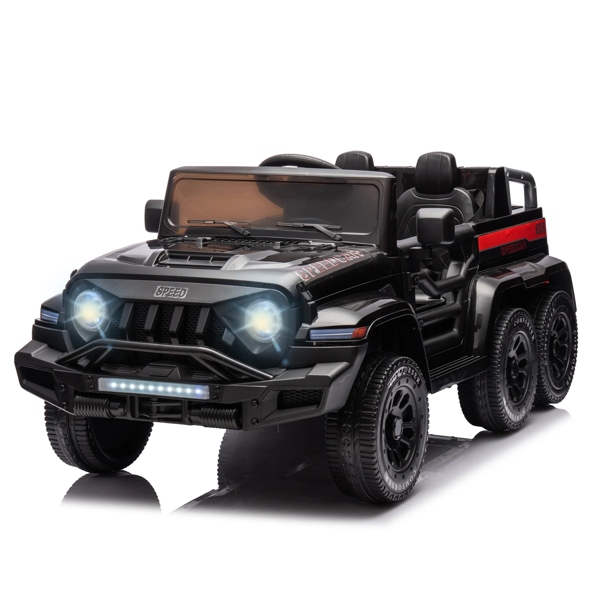 24v ride on car for kids with 6 wheel, 24v battery powered ride on 4wd electric vehicle with remote, parental rear seat, 5 point safety belt, storage space, carrying handle, music, led lights (black) 24v ride on car for kids with 6 wheel, 24v battery powered ride on 4wd electric vehicle with remote, parental rear seat, 5 point safety belt, storage space, carrying handle, music, led lights (black)