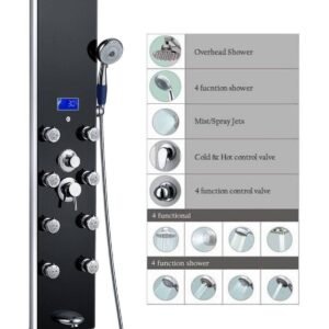 52 inch aluminum shower panel tower with rainfall shower head