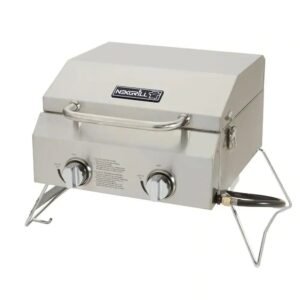 nexgrill 2 burner portable propane gas table top grill in stainless steel (820 0033)