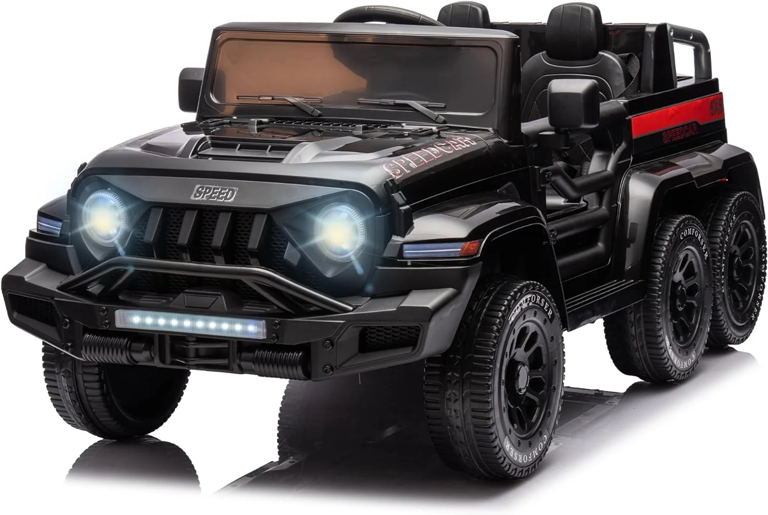 24v ride on car for kids with 6 wheel, 24v battery powered ride on 4wd electric vehicle with remote, parental rear seat, 5 point safety belt, storage space, carrying handle, music, led lights (black) 24v ride on car for kids with 6 wheel, 24v battery powered ride on 4wd electric vehicle with remote, parental rear seat, 5 point safety belt, storage space, carrying handle, music, led lights (black)