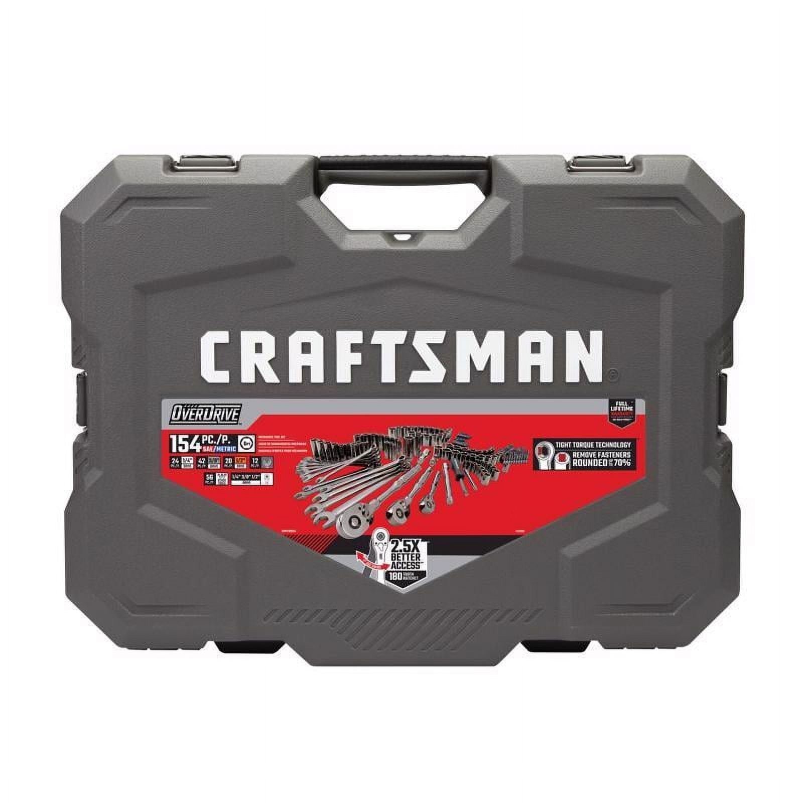 craftsman overdrive 1/4 & 3/8 & 1/2 in. drive metric/sae 6 point mechanic’s tool set 154 pc craftsman overdrive 1/4 & 3/8 & 1/2 in. drive metric/sae 6 point mechanic’s tool set 154 pc