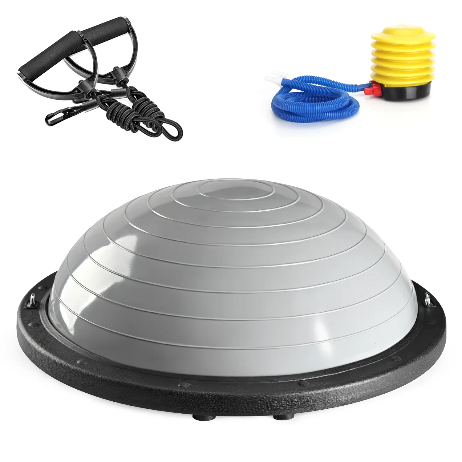 yoga balance trainer exercise ball with resistance bands, half dome stability ball home fitness strength exercise workout with pump yoga balance trainer exercise ball with resistance bands, half dome stability ball home fitness strength exercise workout with pump