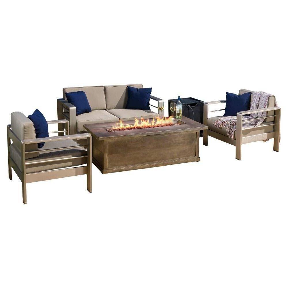 5 pc rectangular liquid propane fire table chat set 5 pc rectangular liquid propane fire table chat set