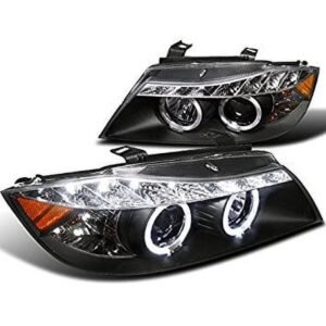 spec d tuning 2lhp e9005jm 8 tm bmw e90 3 series 4dr led dual halo black projector head lights