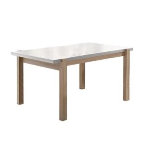 rectangular wooden dining table with straight legs – white & brown – 30 x 31.5 x 47.25 in.