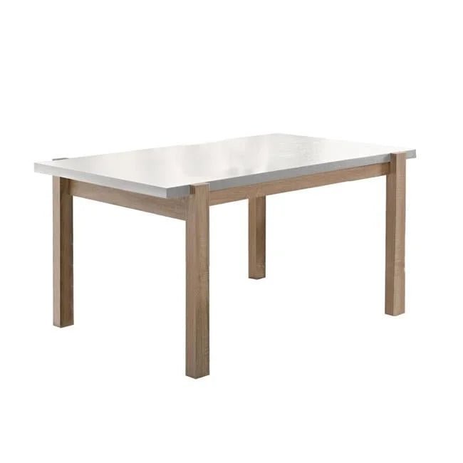 rectangular wooden dining table with straight legs – white & brown – 30 x 31.5 x 47.25 in. rectangular wooden dining table with straight legs – white & brown – 30 x 31.5 x 47.25 in.
