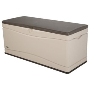 lifetime heavy duty 130 gallon plastic deck box, desert sand