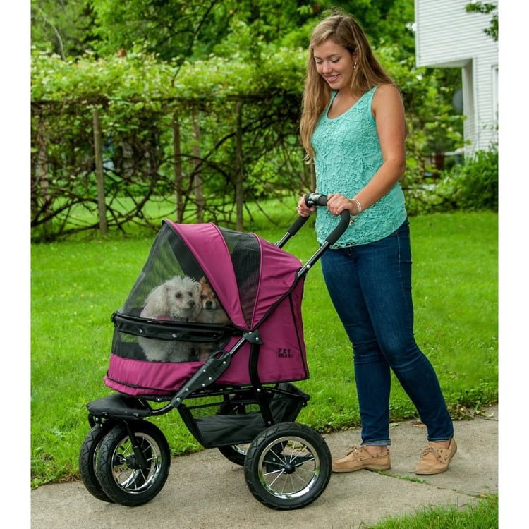 no zip double pet stroller – boysenberry no zip double pet stroller – boysenberry