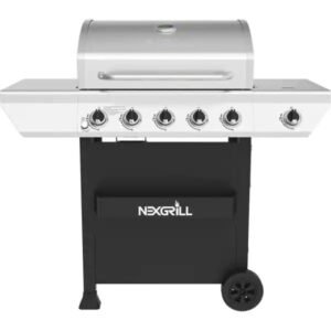 nexgrill 5 burner propane gas grill in stainless steel with side burner and condiment rack sku 1004670969