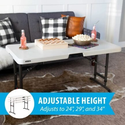 lifetime products 4 ft. commercial adjustable folding table, white lifetime products 4 ft. commercial adjustable folding table, white