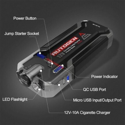 autogen 4500a 32000mah black battery jump starter, 12v lithium jump box autogen 4500a 32000mah black battery jump starter, 12v lithium jump box