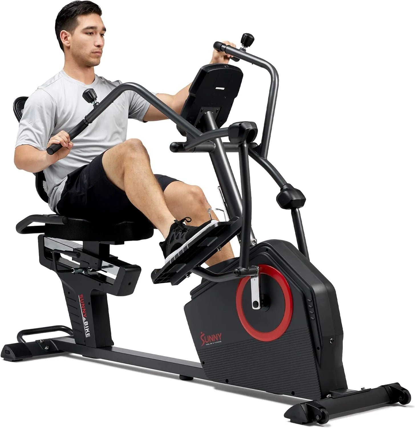 sunny health & fitness electromagnetic recumbent cross trainer exercise elliptical bike w/arm exercisers, easy access seat & exclusive sunnyfit® app enhanced bluetooth connectivity – sf rbe4886smart… sunny health & fitness electromagnetic recumbent cross trainer exercise elliptical bike w/arm exercisers, easy access seat & exclusive sunnyfit® app enhanced bluetooth connectivity – sf rbe4886smart…