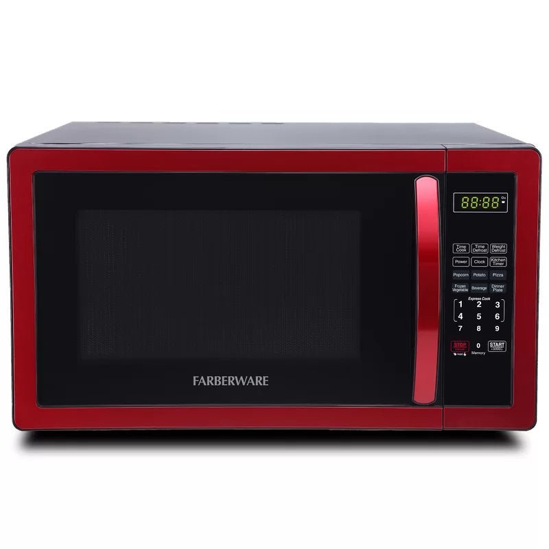 farberware fmo11ahtbkn 1.1 cu. ft. 1000 watt countertop microwave oven in metallic red farberware fmo11ahtbkn 1.1 cu. ft. 1000 watt countertop microwave oven in metallic red