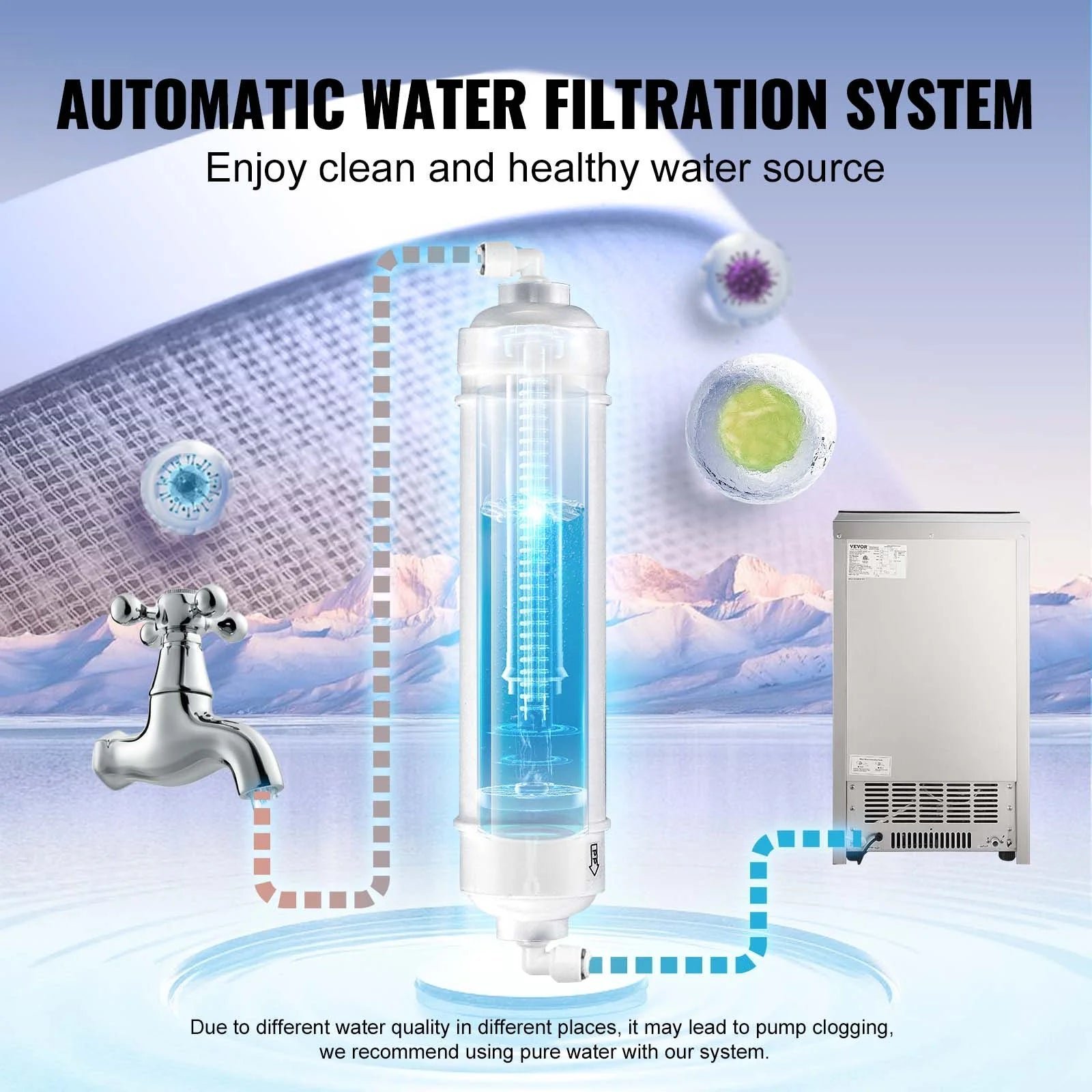 skyshalo 110v commercial ice maker 110 lbs/24h with 24 lbs bin, clear cube, led panel, stainless steel, auto clean, include water filter, scoop, connection hose, professional refrigeration equipment skyshalo 110v commercial ice maker 110 lbs/24h with 24 lbs bin, clear cube, led panel, stainless steel, auto clean, include water filter, scoop, connection hose, professional refrigeration equipment
