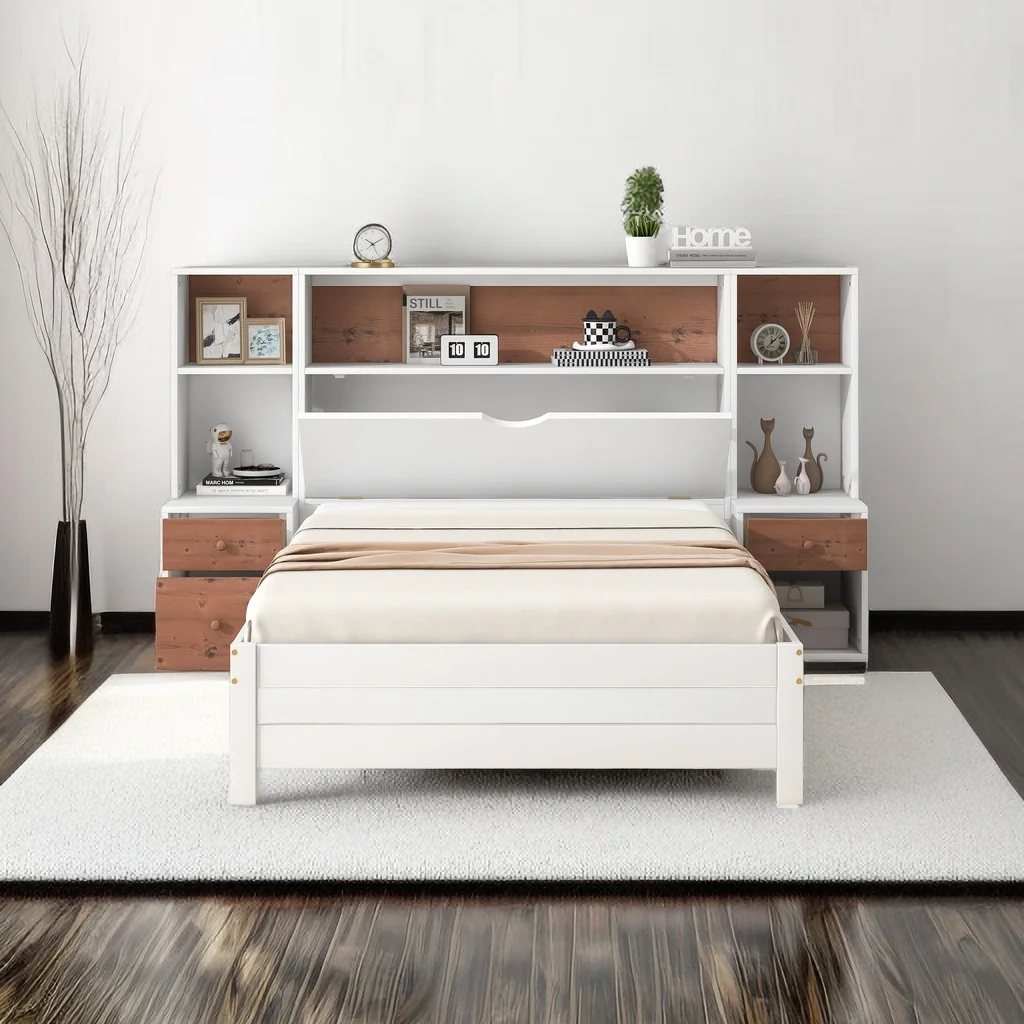 twin size platform bed with storage headboard and drawers, wooden storage bed frame for bedroom, dorm, bedroom furniture twin size platform bed with storage headboard and drawers, wooden storage bed frame for bedroom, dorm, bedroom furniture