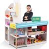 brinjoy grocery store pretend play, kids play store wooden market stand with led lights&acrylic sheet, supermarket toy includes shopping bag, apron, coupons, cards for children brinjoy grocery store pretend play, kids play store wooden market stand with led lights&acrylic sheet, supermarket toy includes shopping bag, apron, coupons, cards for children