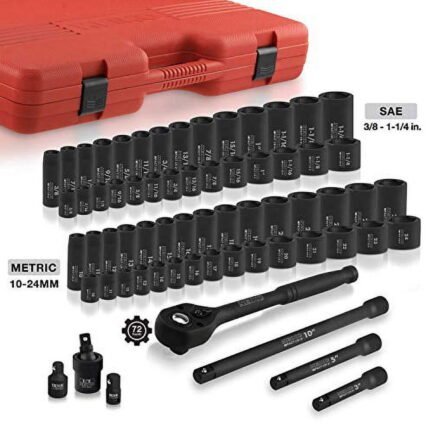 neiko 02448a 1/2″ drive master impact socket set, 65 piece, standard sae (3/8″ 1 1/4″) & metric (10 24 mm) sizes, deep & shallow kit, includes adapters & ratchet handle neiko 02448a 1/2″ drive master impact socket set, 65 piece, standard sae (3/8″ 1 1/4″) & metric (10 24 mm) sizes, deep & shallow kit, includes adapters & ratchet handle