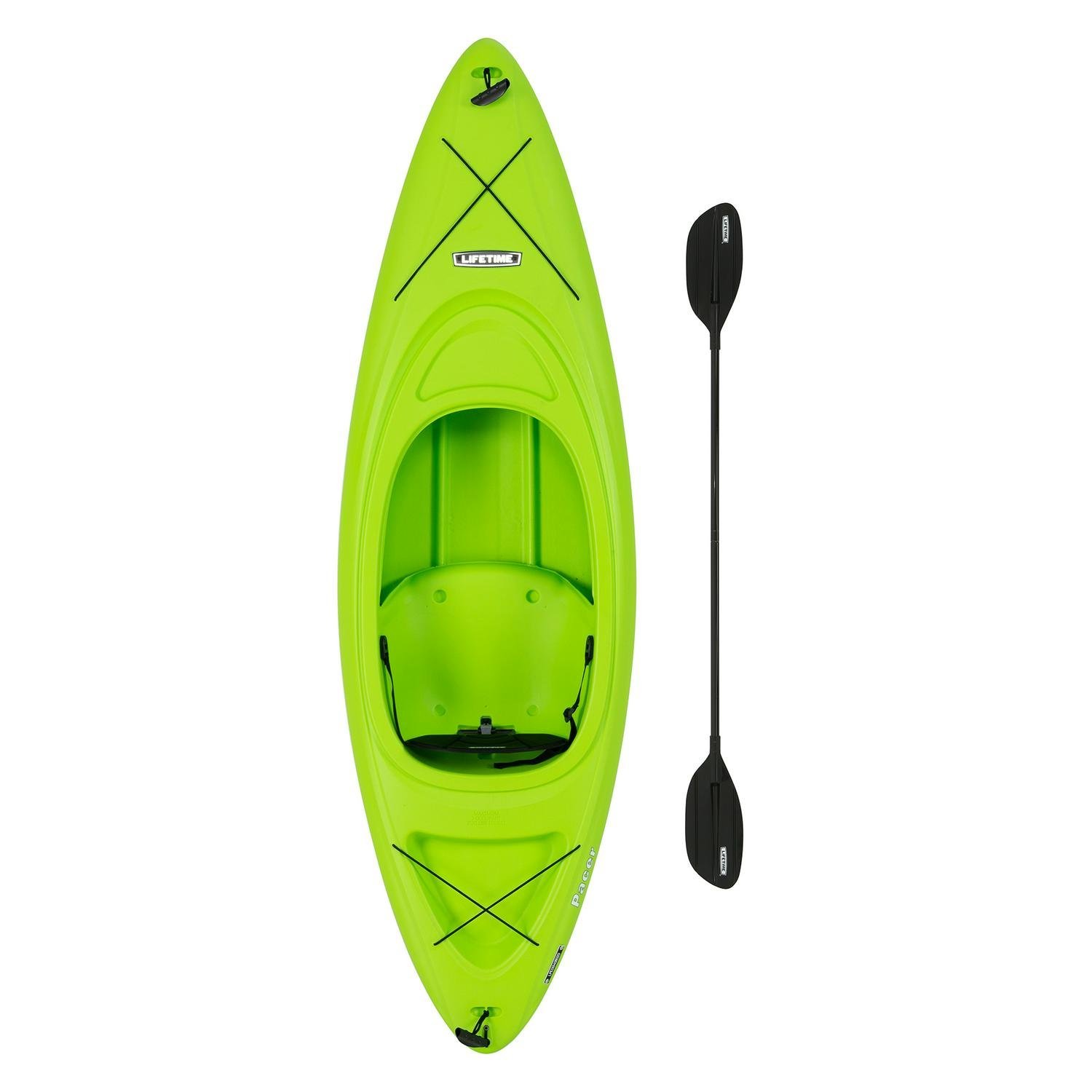 lifetime pacer 8 ft sit in kayak (paddle included)， green