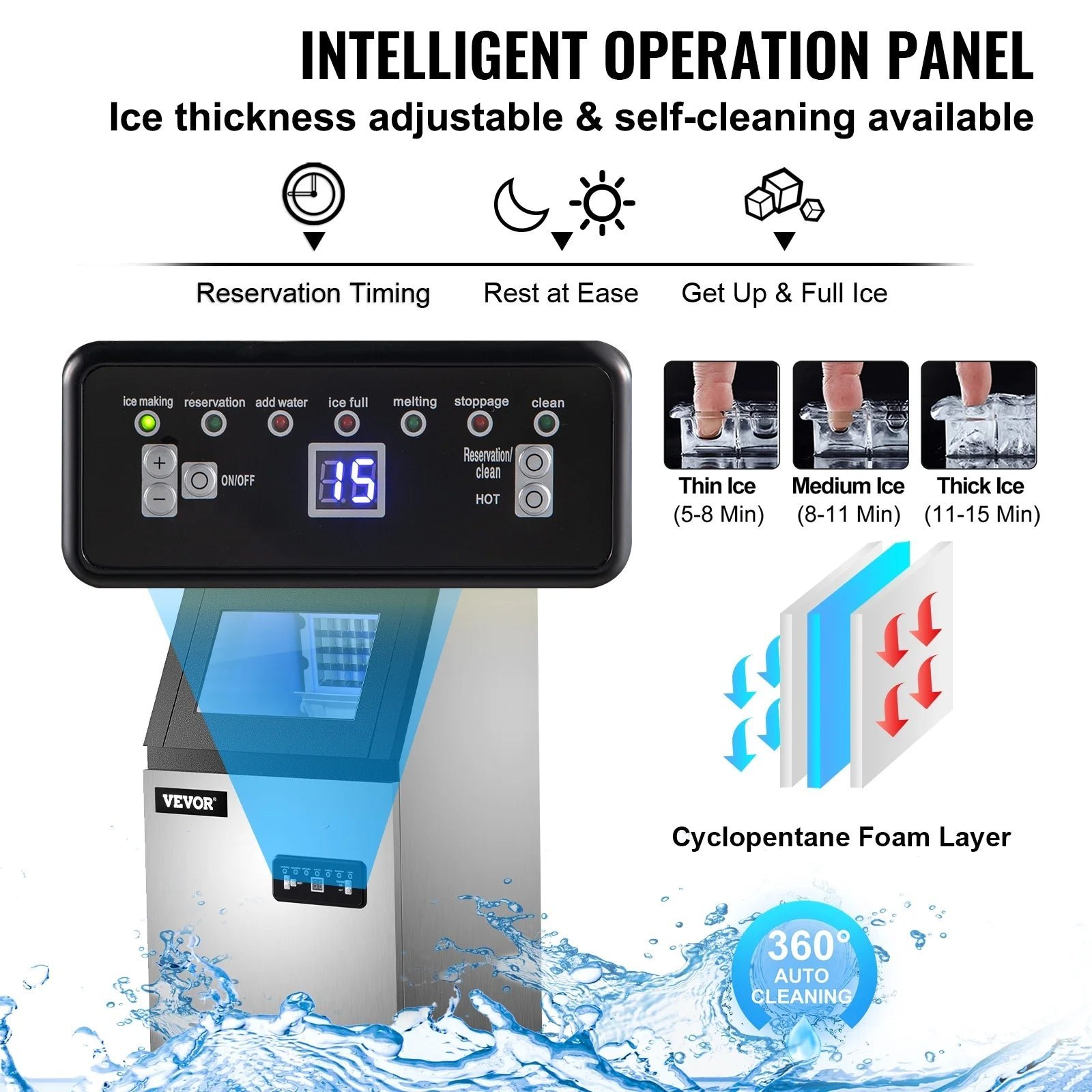 skyshalo 110v commercial ice maker 120lbs/24h with 29lbs storage 5×9 cubes stainless steel auto clean for bar home supermarkets includes scoop and connection hose skyshalo 110v commercial ice maker 120lbs/24h with 29lbs storage 5×9 cubes stainless steel auto clean for bar home supermarkets includes scoop and connection hose