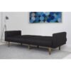 black mid century modern linen upholstered sofa bed with classic wood legs black mid century modern linen upholstered sofa bed with classic wood legs
