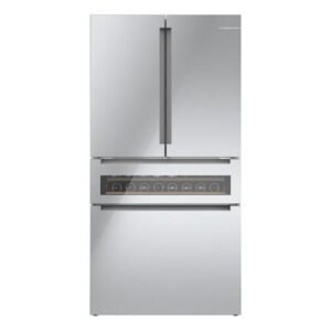 bosch – 800 series 20 cu. ft. 4 door french door counter depth smart refrigerator with beverage cooler drawer – stainless steel