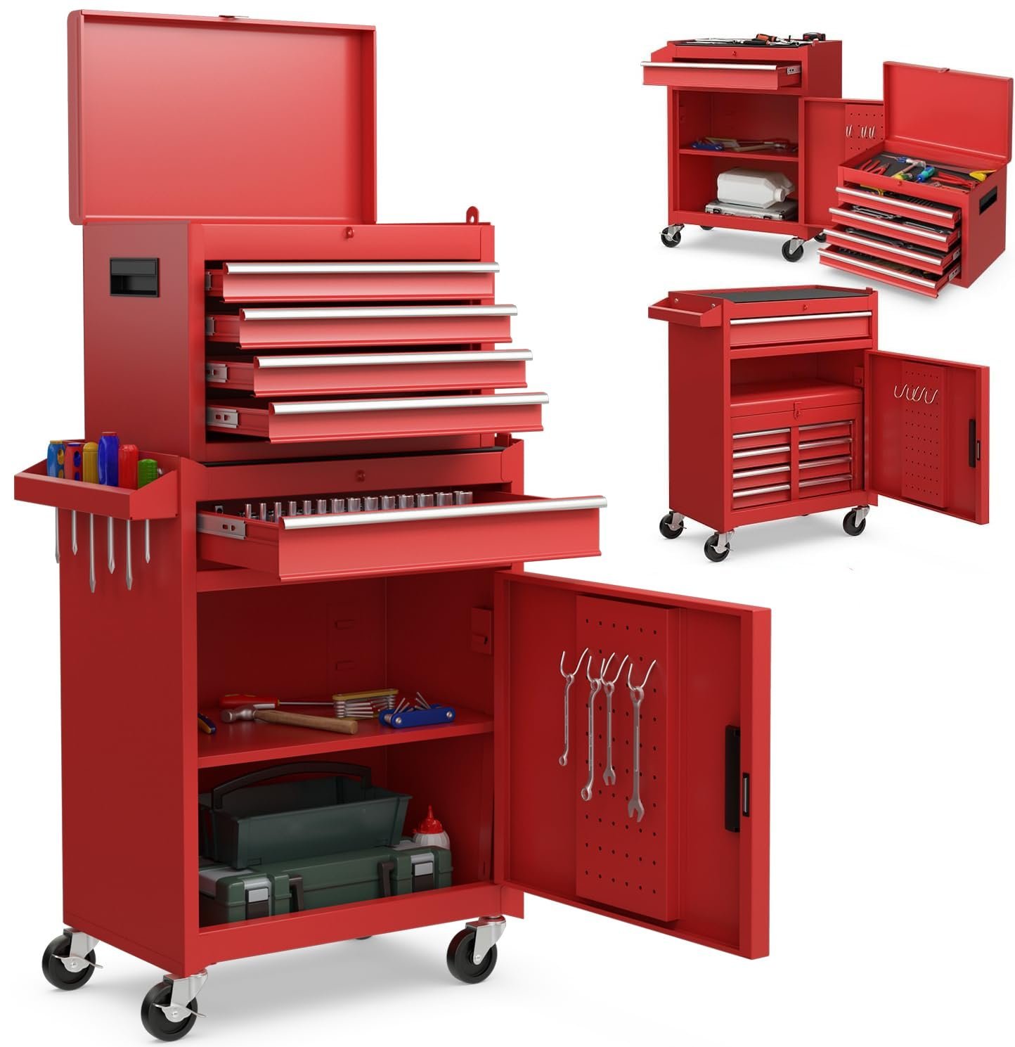 goplus tool chest, 5 drawer rolling tool storage cabinet with detachable top tool box, liner, universal lockable wheels, adjustable shelf, locking mechanism, metal tool cart for garage workshop goplus tool chest, 5 drawer rolling tool storage cabinet with detachable top tool box, liner, universal lockable wheels, adjustable shelf, locking mechanism, metal tool cart for garage workshop