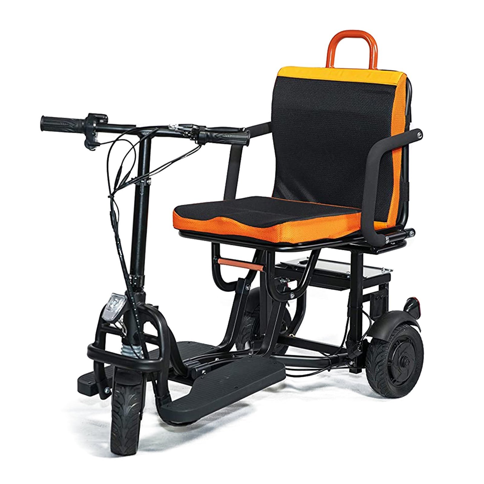 featherchair ezfold lightweight electric power folding scooter, black and orange featherchair ezfold lightweight electric power folding scooter, black and orange