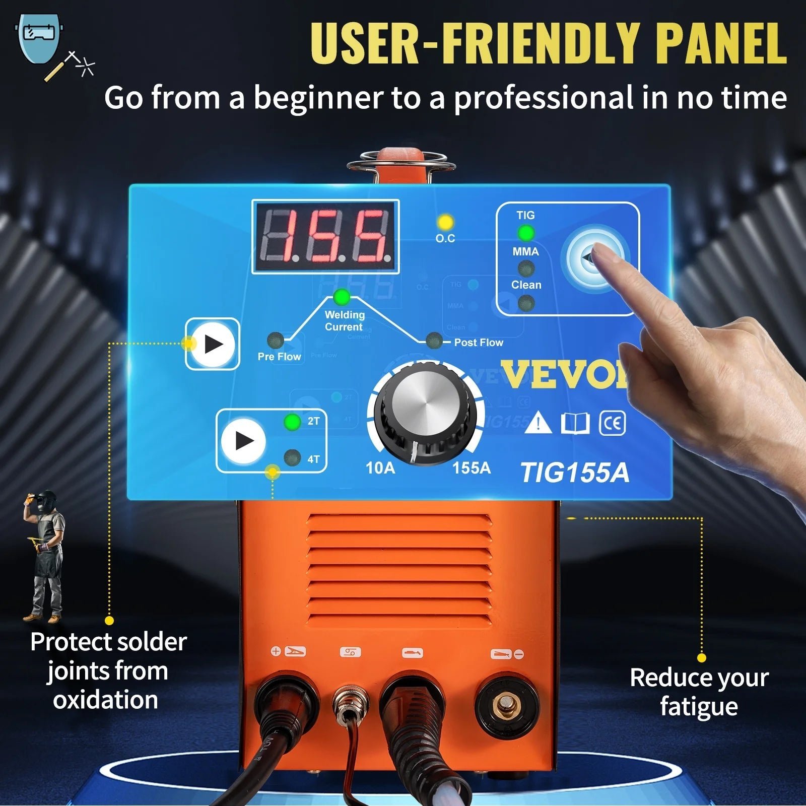 skyshalo 155amp 3 in 1, tig welder, 110v high frequency tig/stick/clean welding machine w/ igbt inverter, digital arc welder with torch l, iron, mild steel, copper, and nickel skyshalo 155amp 3 in 1, tig welder, 110v high frequency tig/stick/clean welding machine w/ igbt inverter, digital arc welder with torch l, iron, mild steel, copper, and nickel