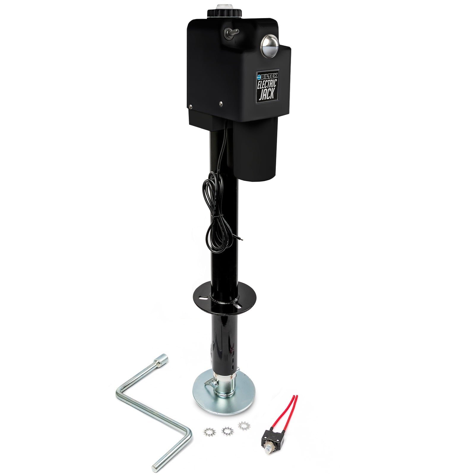 biltek 3500lbs electric power trailer tongue jack for rvs, trailers, campers, utility or boat trailers – black