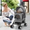 dkeli 4 wheels dog stroller folding pet stroller cat stroller for medium dogs with detachable carrier, grey dkeli 4 wheels dog stroller folding pet stroller cat stroller for medium dogs with detachable carrier, grey