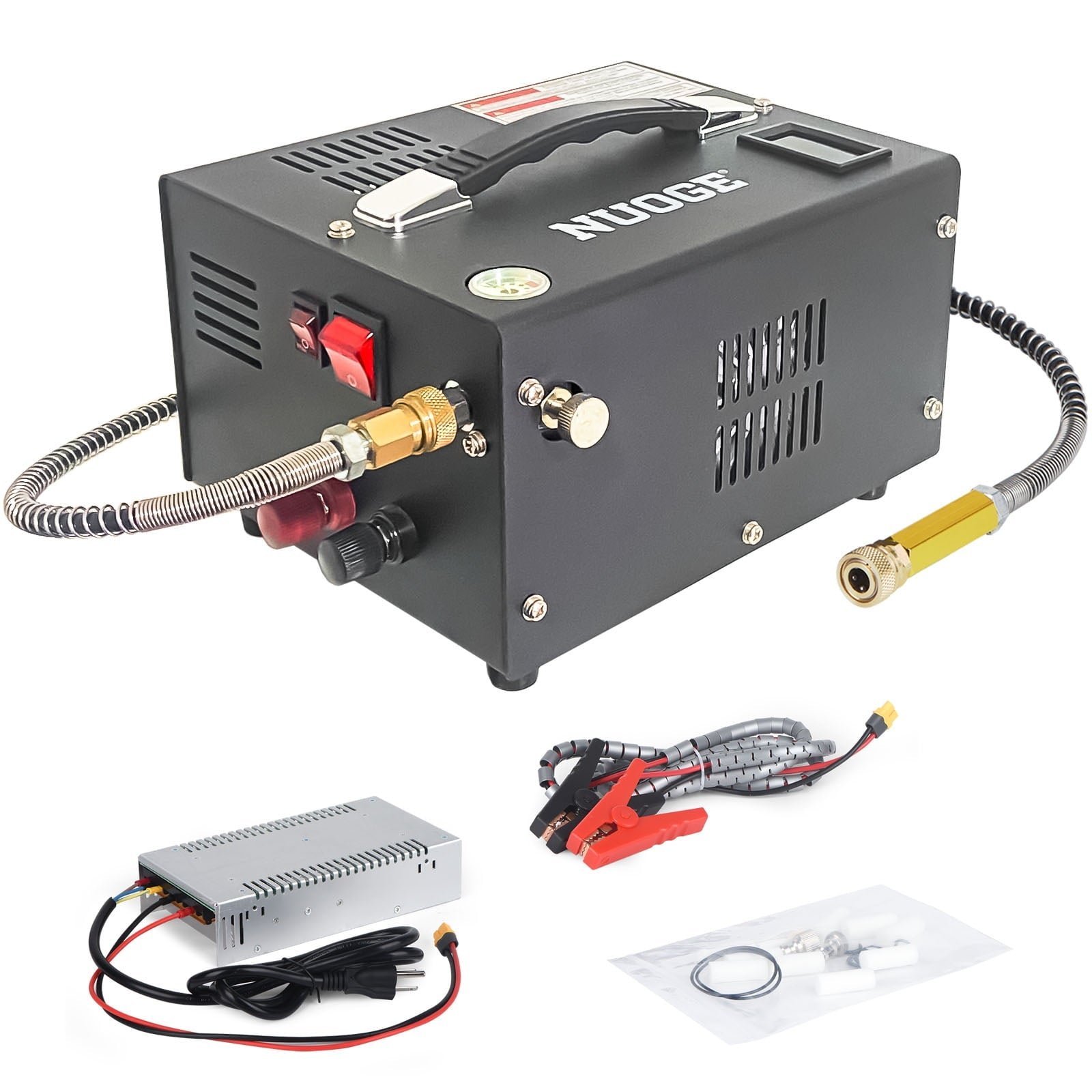 nuoge pcp air compressor,4500psi 12v dc or 110v ac w/converter paintball/scuba tank compressor pump nuoge pcp air compressor,4500psi 12v dc or 110v ac w/converter paintball/scuba tank compressor pump