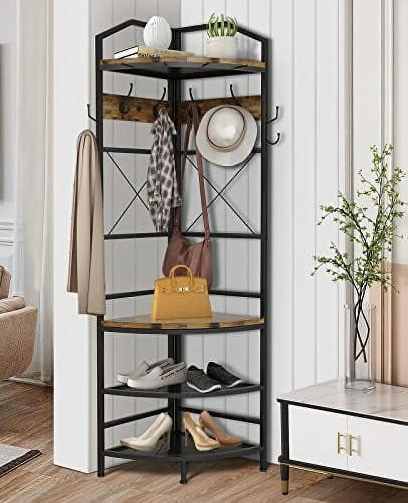 ayfdegt 3 in 1 entryway coat rack industrial hall tree corner cloth rack with bench hallway coat and shoe rack for corner entryway organizer with metal shoe for hallway corner entran ayfdegt 3 in 1 entryway coat rack industrial hall tree corner cloth rack with bench hallway coat and shoe rack for corner entryway organizer with metal shoe for hallway corner entran