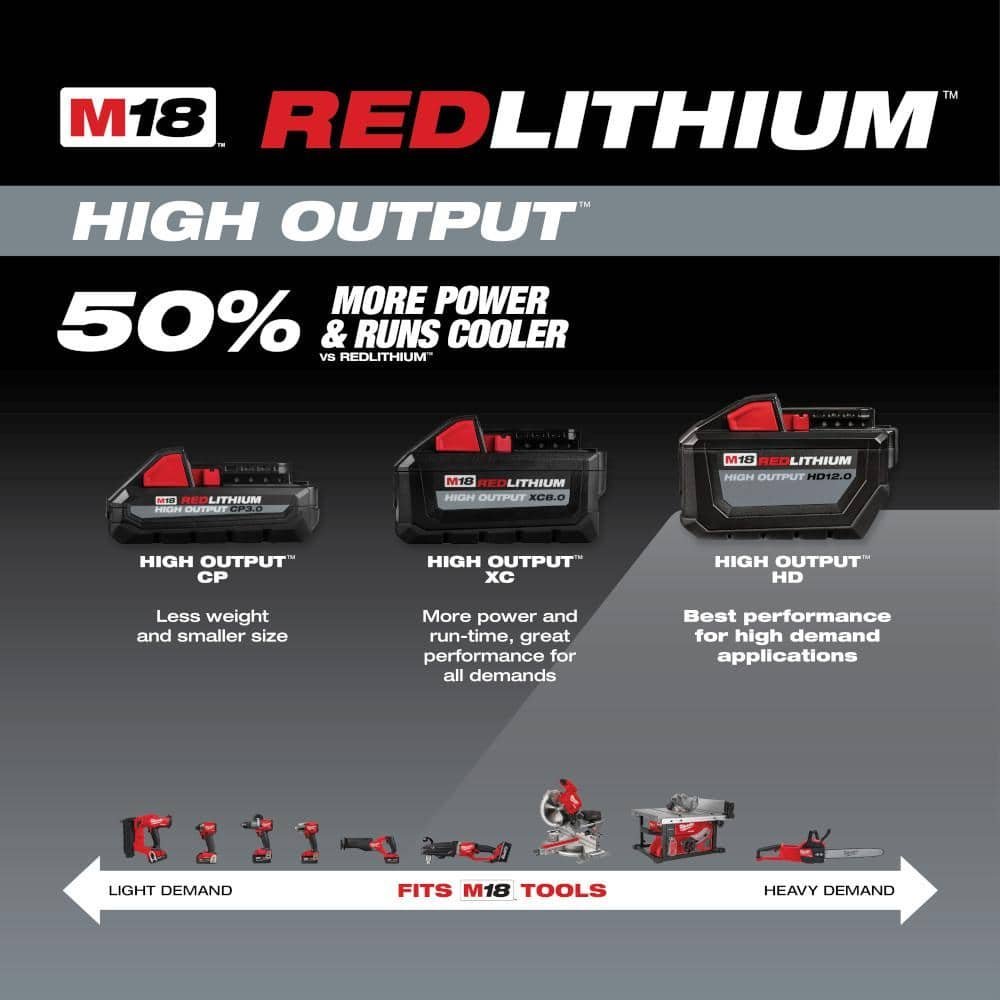 mw m18 18 volt lithium ion high output 12.0ah battery pack 48 11 1812 mw m18 18 volt lithium ion high output 12.0ah battery pack 48 11 1812