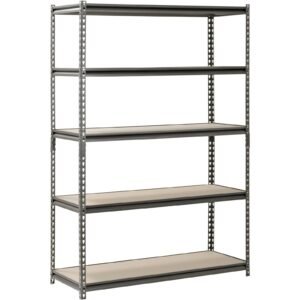 muscle rack 48″w x 18″d x 72″h 5 shelf steel freestanding shelves, silver
