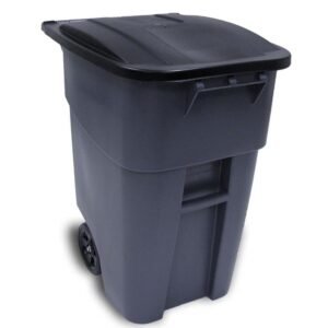 50 gal brute roll out container with lid, gray
