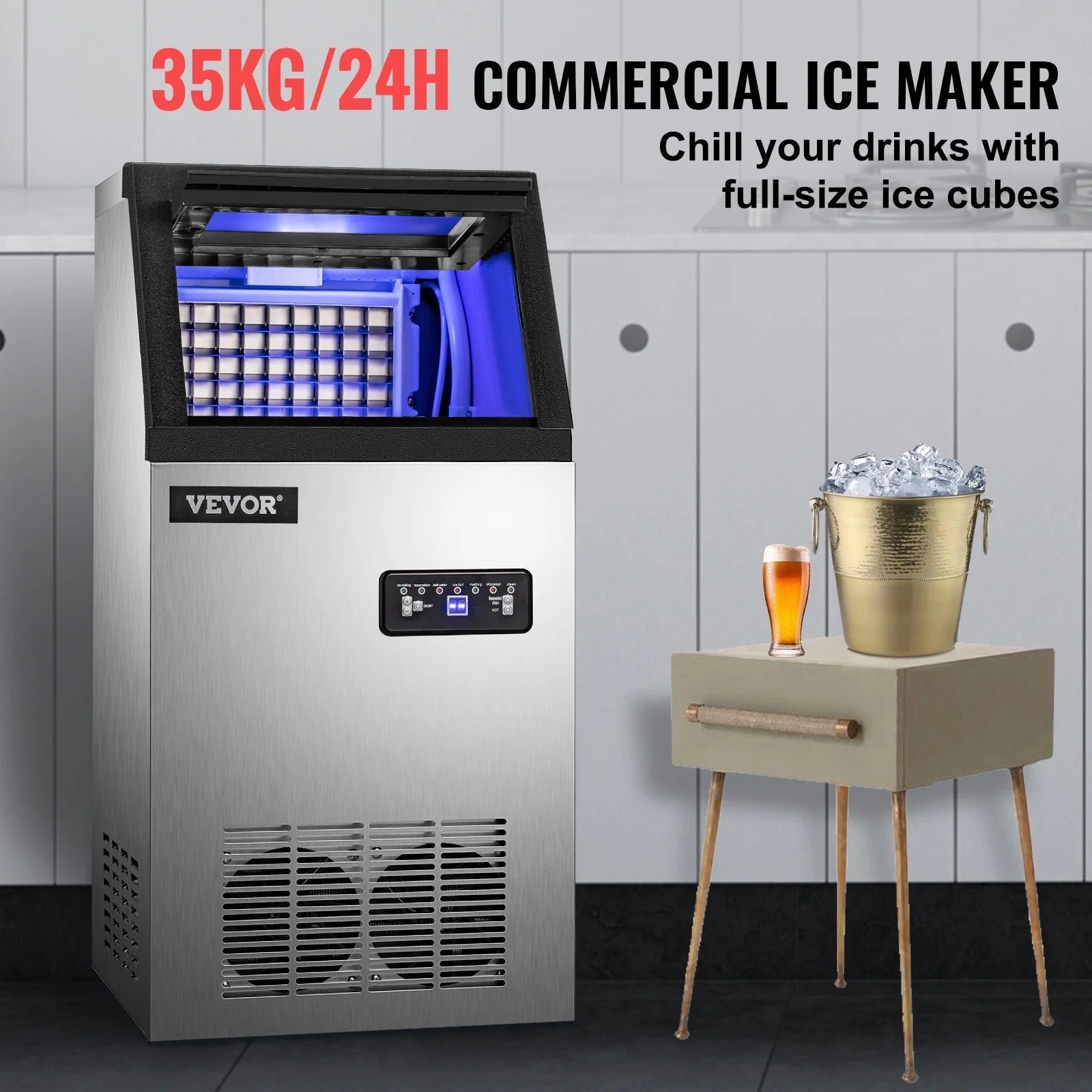 skyshalo 110v commercial ice maker 120lbs/24h with 29lbs storage 5×9 cubes stainless steel auto clean for bar home supermarkets includes scoop and connection hose skyshalo 110v commercial ice maker 120lbs/24h with 29lbs storage 5×9 cubes stainless steel auto clean for bar home supermarkets includes scoop and connection hose