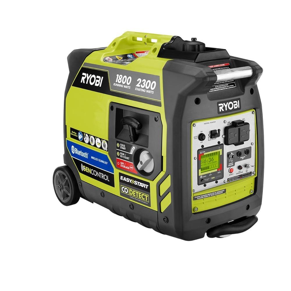 2,300 watt recoil start bluetooth super quiet gasoline powered digital inverter generator with co shutdown sensor ryi2322 2,300 watt recoil start bluetooth super quiet gasoline powered digital inverter generator with co shutdown sensor ryi2322