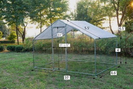 phonjoroo large walk in metal chicken coop poultry cage hen house chicken house for farm up to 12 chickens 10’ l x 6.6’ w x 6.6’ h w/chicken run cover for farm home use (79.2” h x 79.2” w x 120” d) phonjoroo large walk in metal chicken coop poultry cage hen house chicken house for farm up to 12 chickens 10’ l x 6.6’ w x 6.6’ h w/chicken run cover for farm home use (79.2” h x 79.2” w x 120” d)