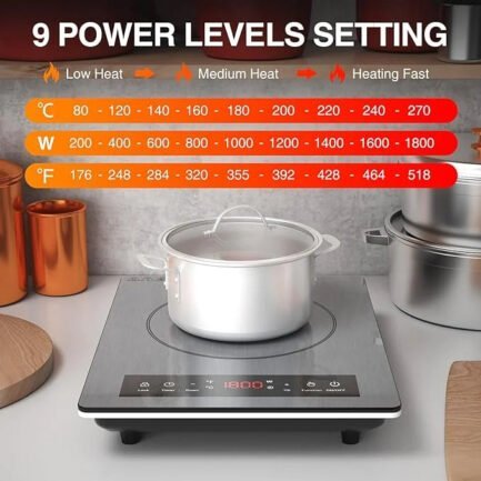 portable induction cooktop,hot plate electric countertop single burner 1800w, sensor touch stove with digital led display, timer and child safety lock portable induction cooktop,hot plate electric countertop single burner 1800w, sensor touch stove with digital led display, timer and child safety lock