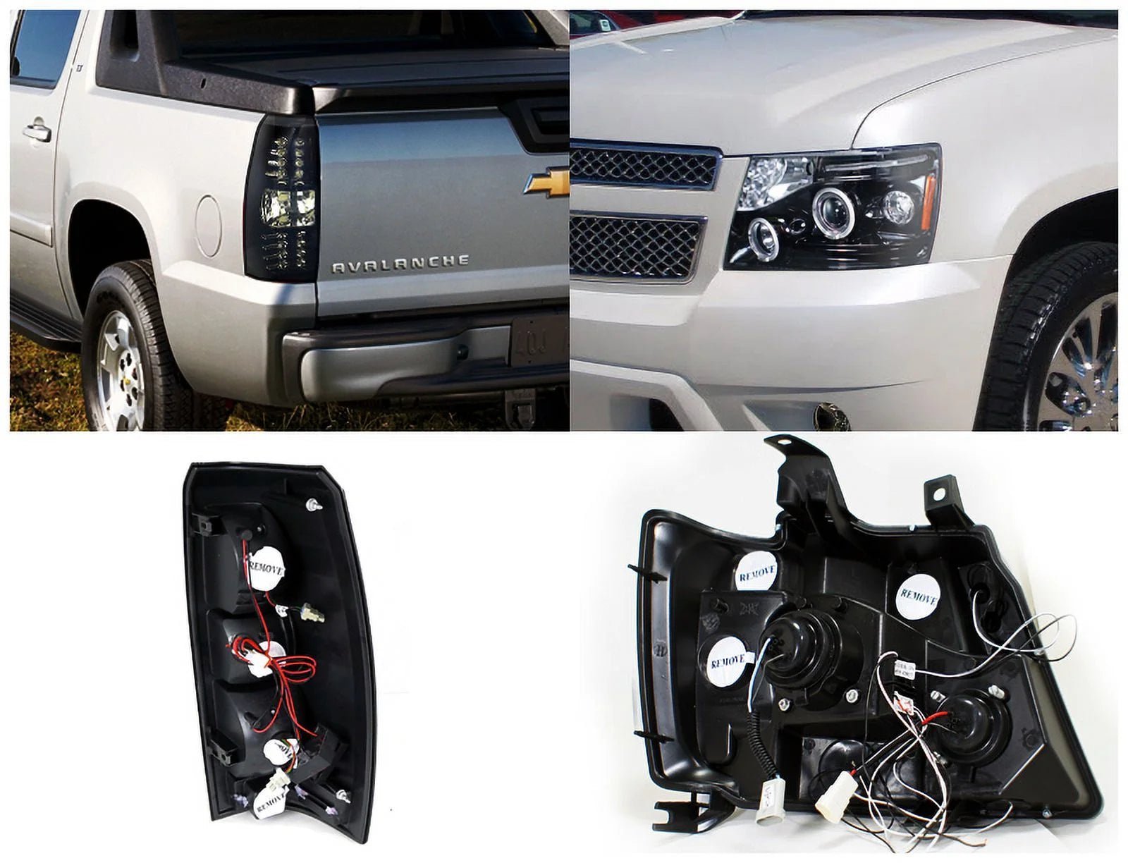 spec d tuning black led projector headlights + led driving bumper fog lamps compatible with chevy avalanche left + right pair headlamps assembly spec d tuning black led projector headlights + led driving bumper fog lamps compatible with chevy avalanche left + right pair headlamps assembly