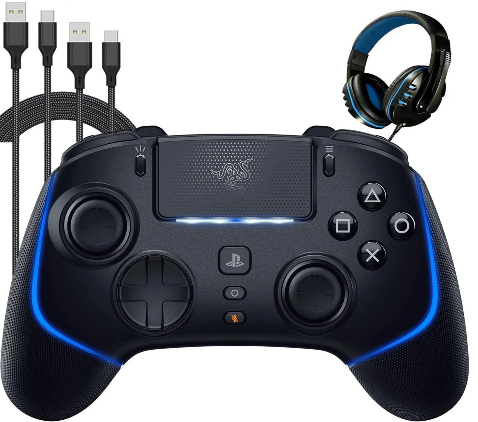 razer wolverine v2 pro wireless controller black hyperspeed, mecha tactile, rgb lights for ps5 & pc with 6ft type c cable and headset bolt axtion bundle like new razer wolverine v2 pro wireless controller black hyperspeed, mecha tactile, rgb lights for ps5 & pc with 6ft type c cable and headset bolt axtion bundle like new