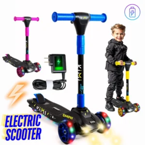 kimi kids 3 wheel electric scooter for toddlers (ages 2–9) – adjustable, 5 mph, lights, 10 mile range with charger kimi kids 3 wheel electric scooter for toddlers (ages 2–9) – adjustable, 5 mph, lights, 10 mile range with charger