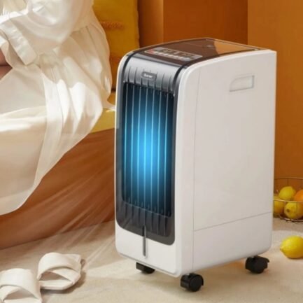 portable cooling evaporative fan with 3 speed and 8h timer function 110v (white) portable cooling evaporative fan with 3 speed and 8h timer function 110v (white)