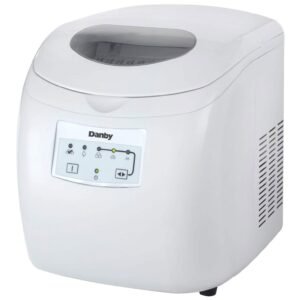 danby 2 pound capacity electric self cleaning portable ice cube maker, white