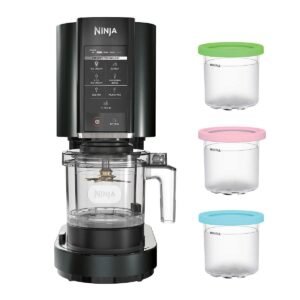 ninja creami ice cream maker with 3 creami pints